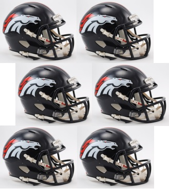 Denver Broncos NFL Mini Speed Football Helmet 6 count