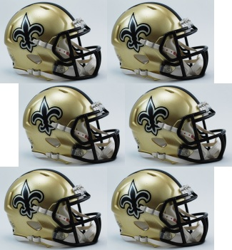 New Orleans Saints NFL Mini Speed Football Helmet 6 count