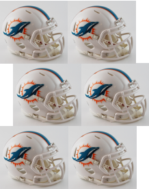 Miami Dolphins NFL Mini Speed Football Helmet 6 count