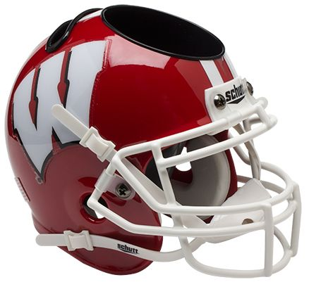 Wisconsin Badgers Miniature Football Helmet Desk Caddy <B>Scarlet</B>