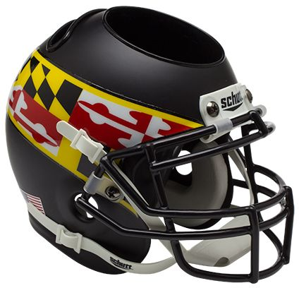 Maryland Terrapins Miniature Football Helmet Desk Caddy <B>Matte Black Wing</B>