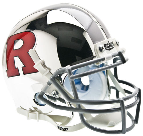 Rutgers Scarlet Knights Mini XP Authentic Helmet Schutt <B>Chrome Red R and Silver Stripe</B>