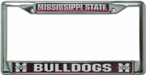 Mississippi State Bulldogs License Plate Frame Chrome Deluxe