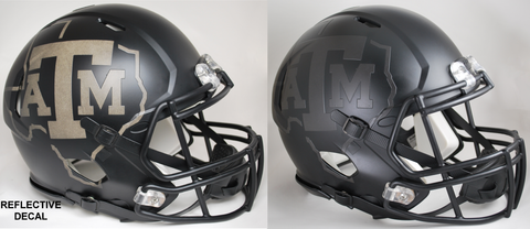 Texas A&M Aggies Speed Football Helmet <B>2015 Matte Black Reflective Decal</B>