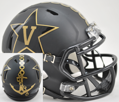 Vanderbilt Commodores NCAA Mini Speed Football Helmet <B>Matte Black w/Anchor</B>