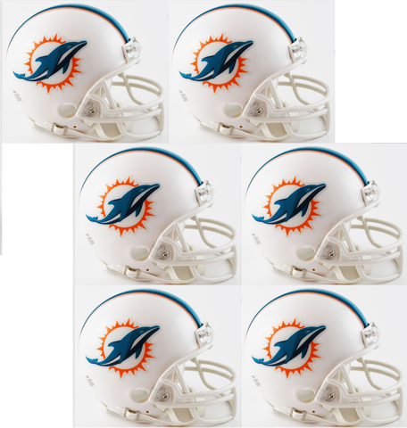 Miami Dolphins NFL Mini Football Helmet 6 count