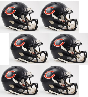 Chicago Bears NFL Mini Speed Football Helmet 6 count