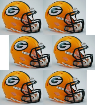 Green Bay Packers NFL Mini Speed Football Helmet 6 count