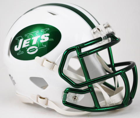 New York Jets NFL Mini Speed Football Helmet <B>2017 Chrome Green Mask</B>