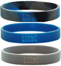 Detroit Lions Rubber Wristbands 3 Pack