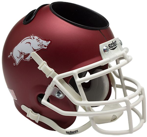 Arkansas Razorbacks Miniature Football Helmet Desk Caddy <B>Matte Crimson</B>