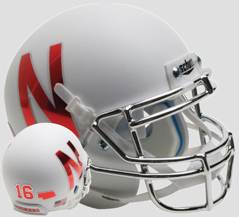 Nebraska Cornhuskers Authentic College XP Football Helmet Schutt <B>Silver Mask</B>