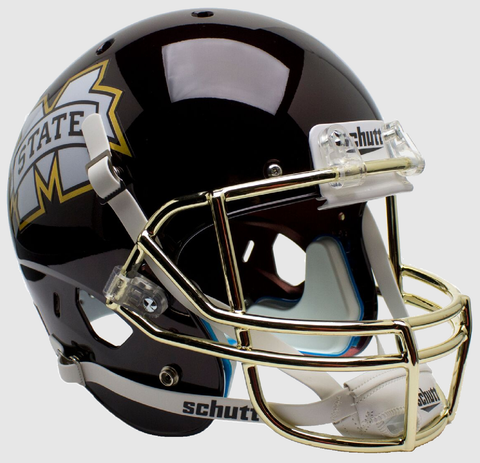 Mississippi State Bulldogs Full XP Replica Football Helmet Schutt <B>Chrome Gold Mask</B>