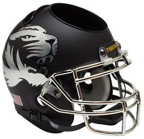 Missouri Tigers Miniature Football Helmet Desk Caddy <B>Chrome Mask</B>