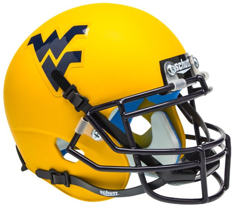West Virginia Mountaineers Mini XP Authentic Helmet Schutt <B>Matte Gold</B>