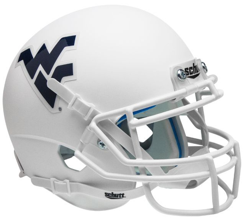 West Virginia Mountaineers Mini XP Authentic Helmet Schutt <B>Matte White</B>
