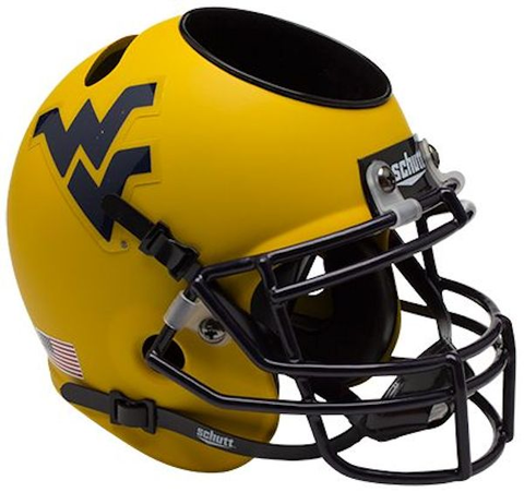 West Virginia Mountaineers Miniature Football Helmet Desk Caddy <B>Matte Gold</B>