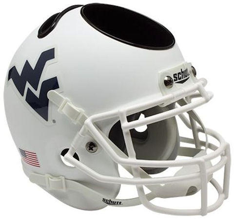 West Virginia Mountaineers Miniature Football Helmet Desk Caddy <B>Matte White</B>