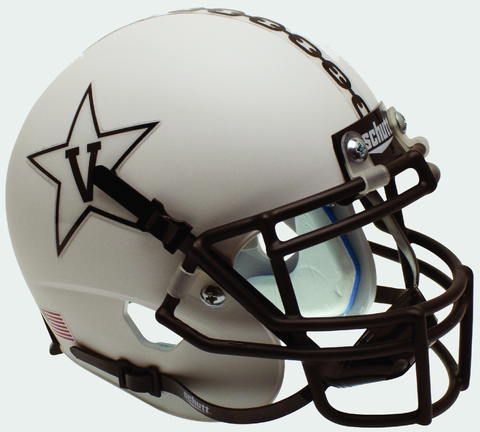 Vanderbilt Commodores Mini XP Authentic Helmet Schutt <B>Matte White w/ Matte Mask<B>