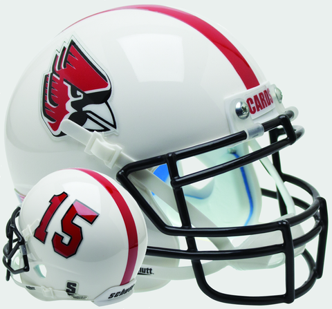 Ball State Cardinals Mini XP Authentic Helmet Schutt <B>White with Number</B>