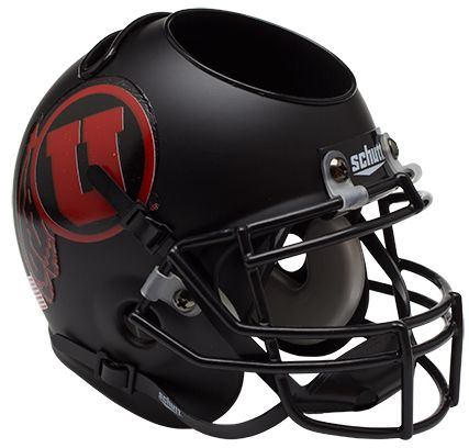 Utah Utes Miniature Football Helmet Desk Caddy <B>Matte Black w/Red Decal</B>