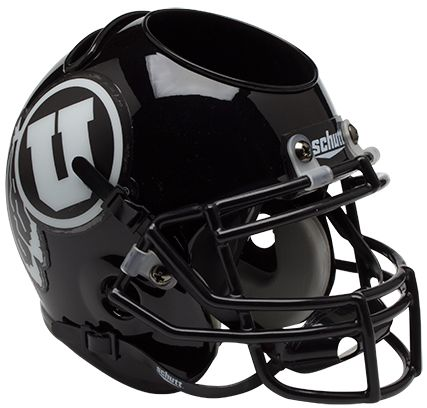 Utah Utes Miniature Football Helmet Desk Caddy <B>Matte Black w/White Decal</B>