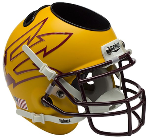 Arizona State Sun Devils Miniature Football Helmet Desk Caddy <B>Matte Gold Large Pitchfork w/85</B>