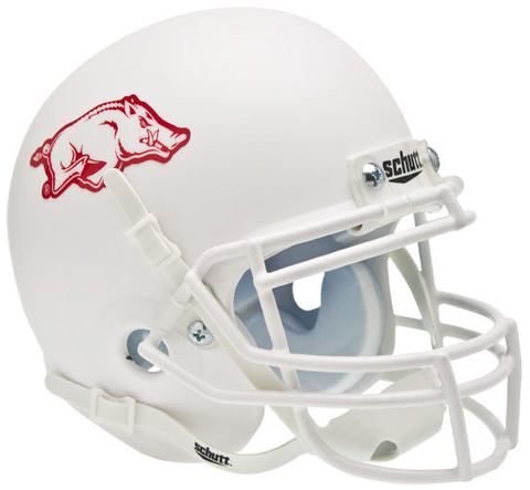 Arkansas Razorbacks Mini XP Authentic Helmet Schutt <B>Matte White</B>