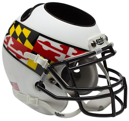Maryland Terrapins Miniature Football Helmet Desk Caddy <B>Matte White Wing</B>