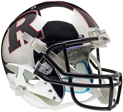 Rutgers Scarlet Knights Full XP Replica Football Helmet Schutt <B>Chrome Black R and Stripe</B>