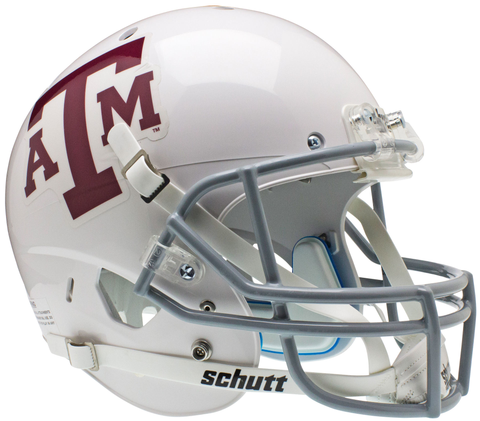 Texas A&M Aggies Full XP Replica Football Helmet Schutt <B>White Gray Mask</B>