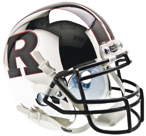 Rutgers Scarlet Knights Mini XP Authentic Helmet Schutt <B>Chrome Black R and Stripe</B>