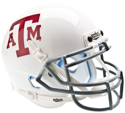 Texas A&M Aggies Mini XP Authentic Helmet Schutt <B>White Gray Mask</B>