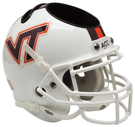 Virginia Tech Hokies Miniature Football Helmet Desk Caddy <B>White w/Stripe</B>