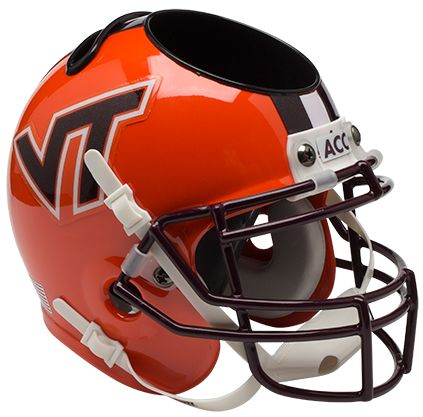 Virginia Tech Hokies Miniature Football Helmet Desk Caddy <B>Orange wi/ Stripe</B>