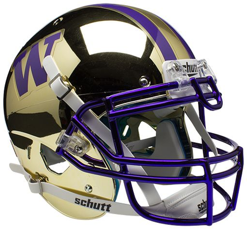 Washington Huskies Authentic College XP Football Helmet Schutt <B>Chrome Gold</B>