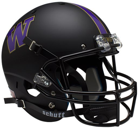 Washington Huskies Full XP Replica Football Helmet Schutt <B>Matte Black</B>