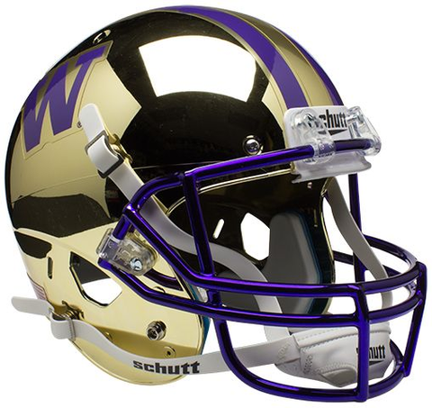 Washington Huskies Full XP Replica Football Helmet Schutt <B>Chrome Gold</B>