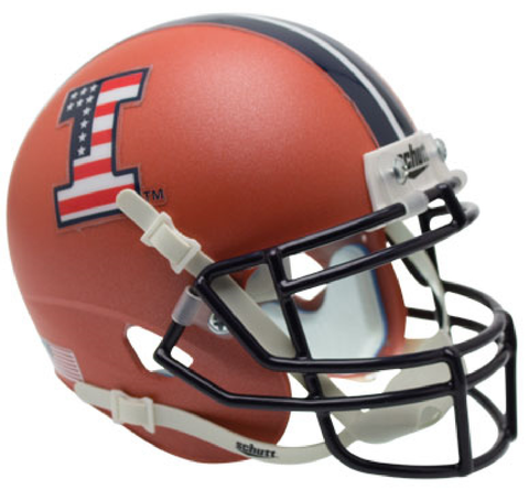 Illinois Fighting Illini Mini XP Authentic Helmet Schutt <B>Satin Orange Flag Decal</B>