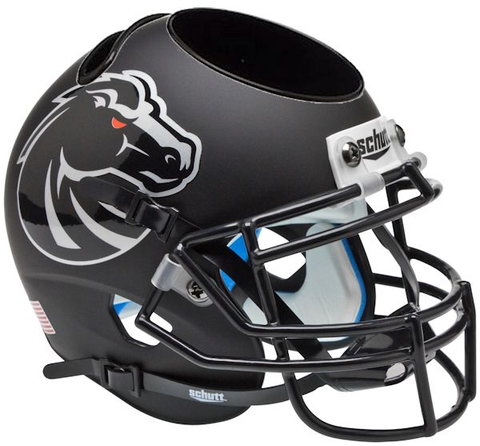 Boise State Broncos Miniature Football Helmet Desk Caddy <B>Matte Black</B>