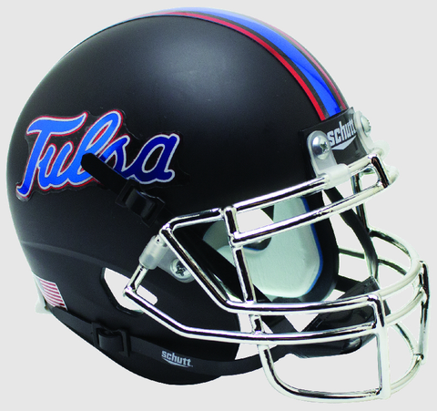 Tulsa Golden Hurricane Mini Football Helmet Desk Caddy <B>Matte Black Chrome Mask</B>