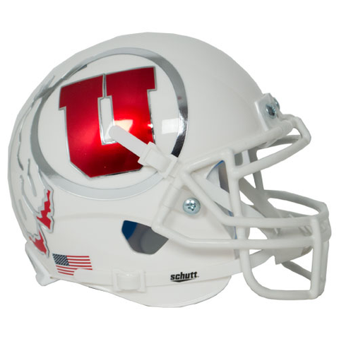 Utah Utes Miniature Football Helmet Desk Caddy <B>White w/Oversized Decal</B>