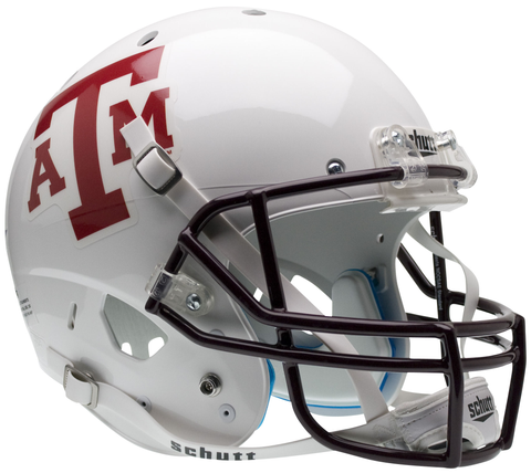 Texas A&M Aggies Full XP Replica Football Helmet Schutt <B>White Maroon Mask</B>
