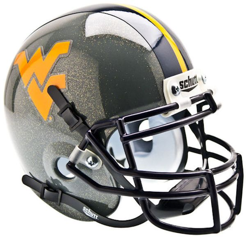 West Virginia Mountaineers Mini XP Authentic Helmet Schutt <B>Gray Sparkles</B>