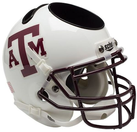 Texas A&M Aggies Miniature Football Helmet Desk Caddy <B>White Maroon Mask</B>