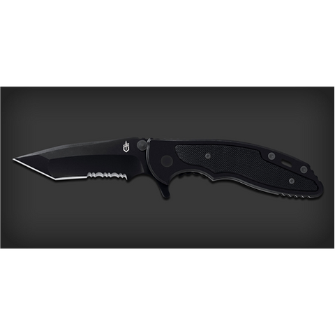 Torch II - Tanto G-10 Black, Serrated - Clam