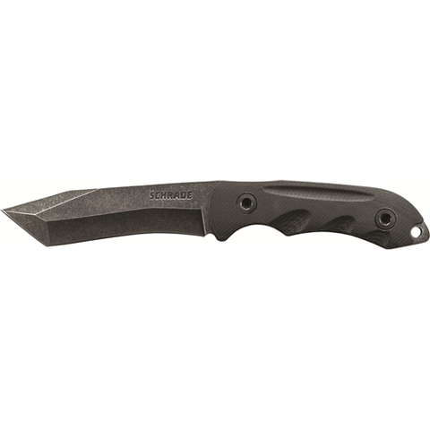 Schrade fixed blade 8Cr13 high carbon stainless steel stone wash tanto re-curve blade full tang 3 notch and 1 line notch  G-10 overlay handles with lanyard hole and belt sheath