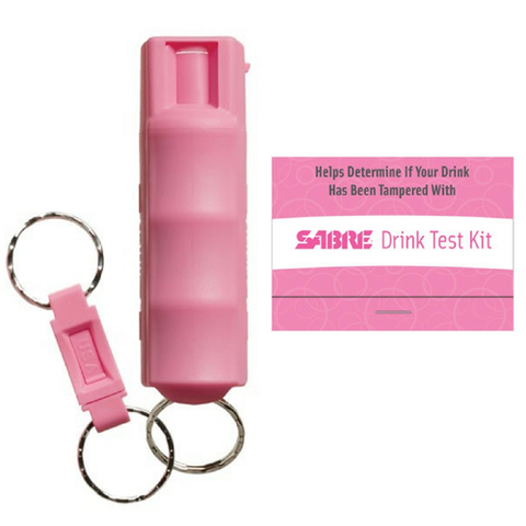 Pink Key Case Pepper Spray & Drink Test Kit