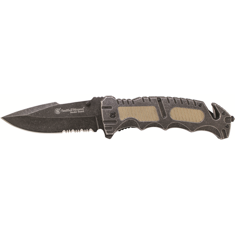 Smith & Wesson Liner Lock Partially Serrated Drop Point Folding Knife