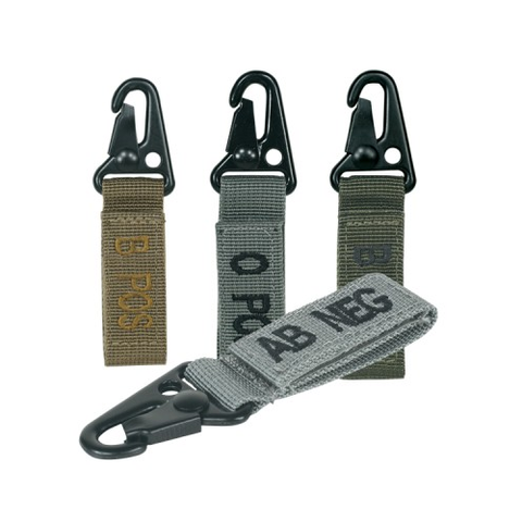 Embroidered Blood Type TAgs with Velcro and Metal Clip